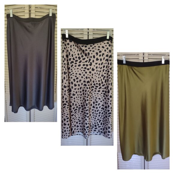 Set of 3 Satin Midi Skirts - Picture 1 of 7